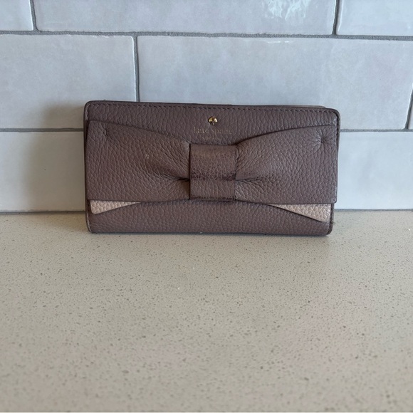 KATE SPADE EDEN LANE JACINDA PORCINI BOW LEATHER WALLET DUSTY PINK - Picture 3 of 10